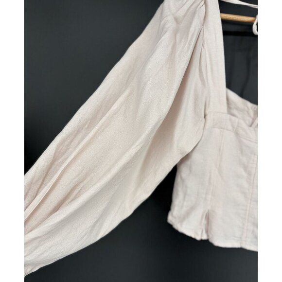 Free People Women's Sunrise Monaco Peasant Top S Blush Pink Boho Cropped - Picture 4 of 10